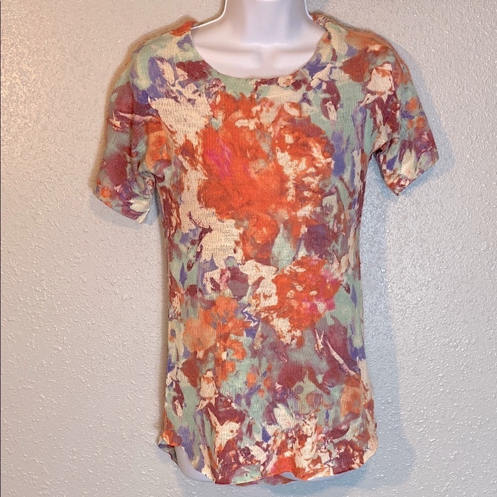 Soft Surroundings Graphic Orange Brown Tee